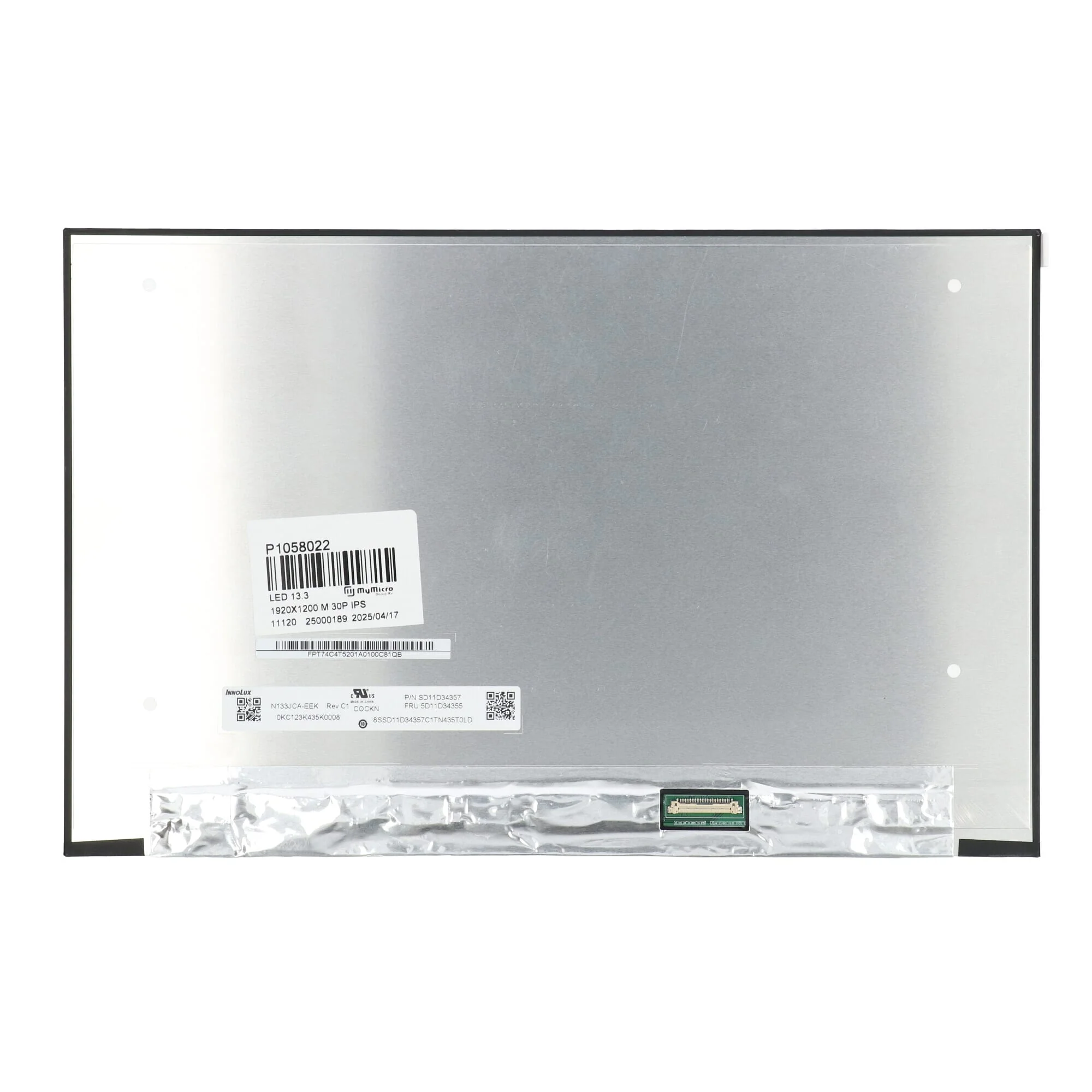 13.3 inch LCD Scherm 1920x1200 Mat 30Pin eDP, IPS