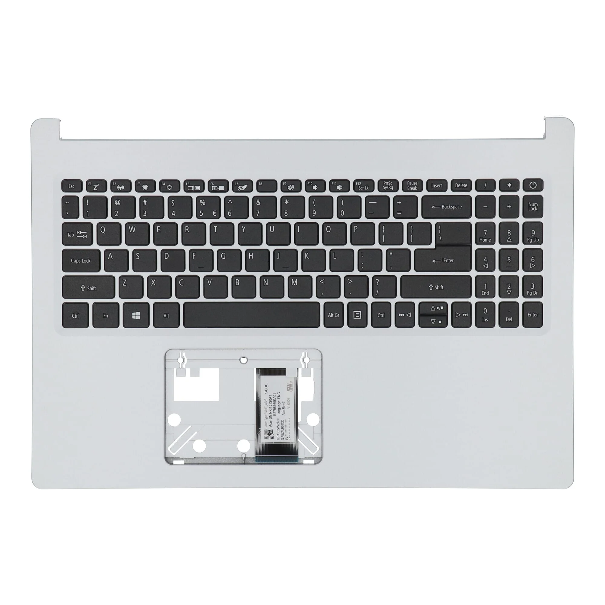 Acer Laptop Toetsenbord Qwerty US + Top Cover - Zilver - Image 8