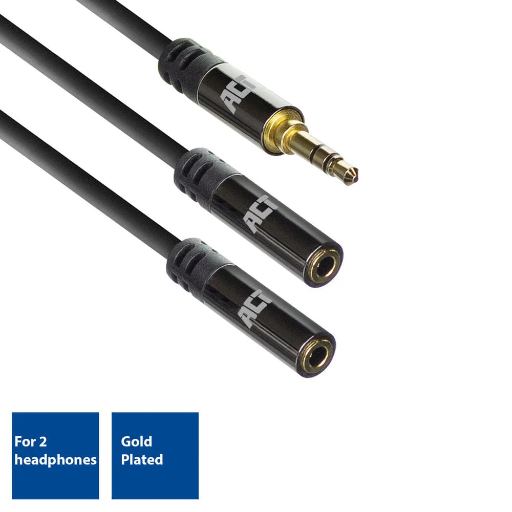 ACT 0,15m HQ audio splitterkabel 3,5 mm jack male 2x female - Image 2