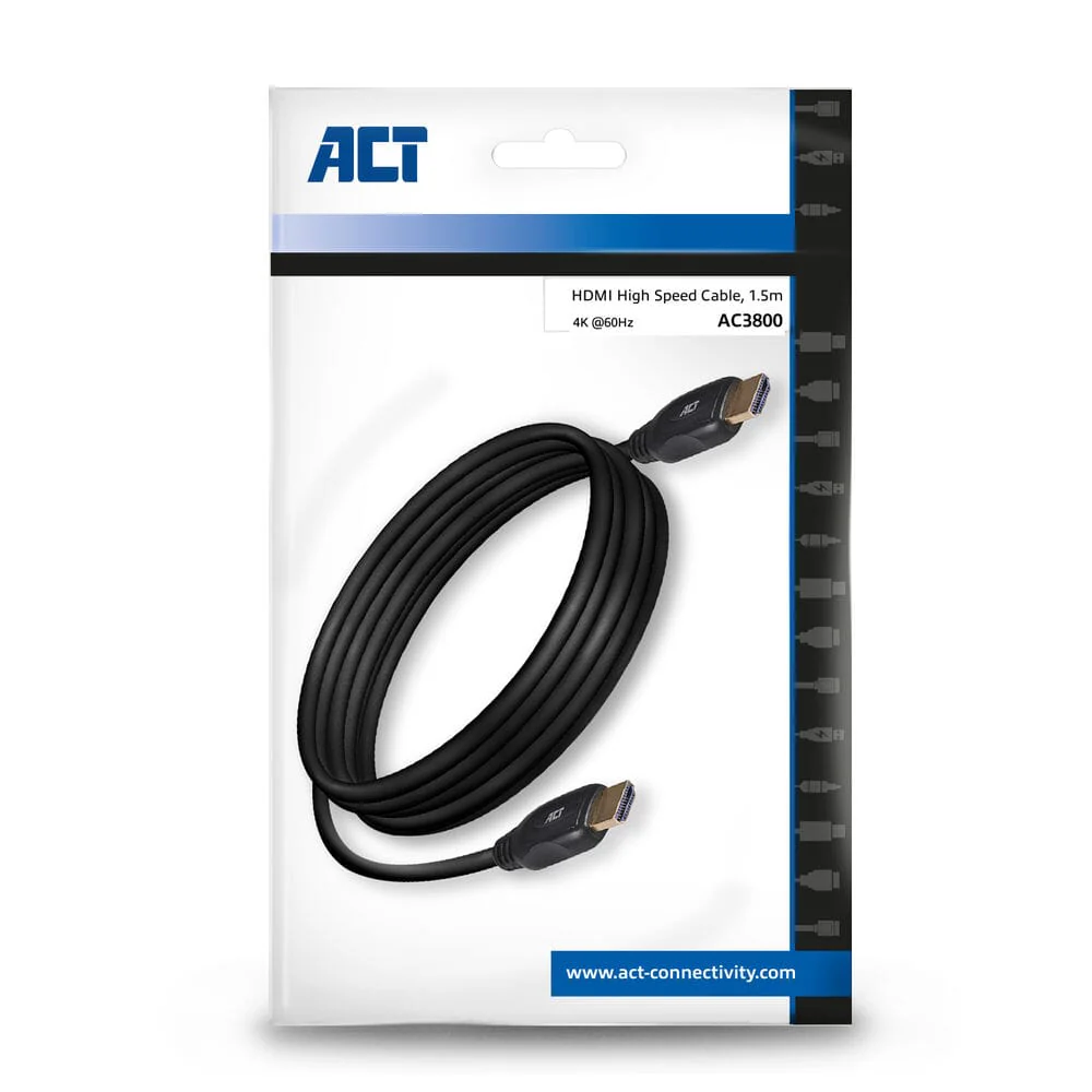 ACT 1,5 meter HDMI High Speed video kabel v2.0 male - male - Image 4