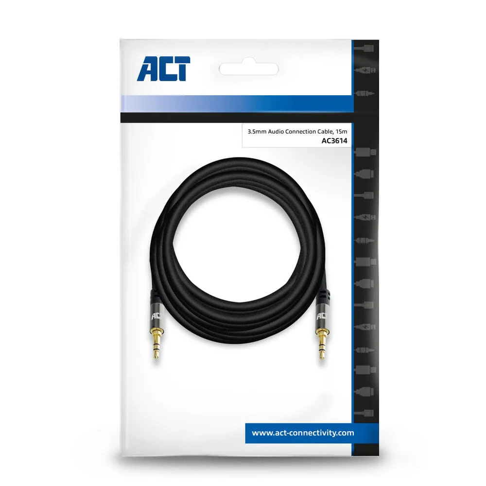 ACT 15 meter HQ audio aansluitkabel 3,5 mm jack male - male - Image 2