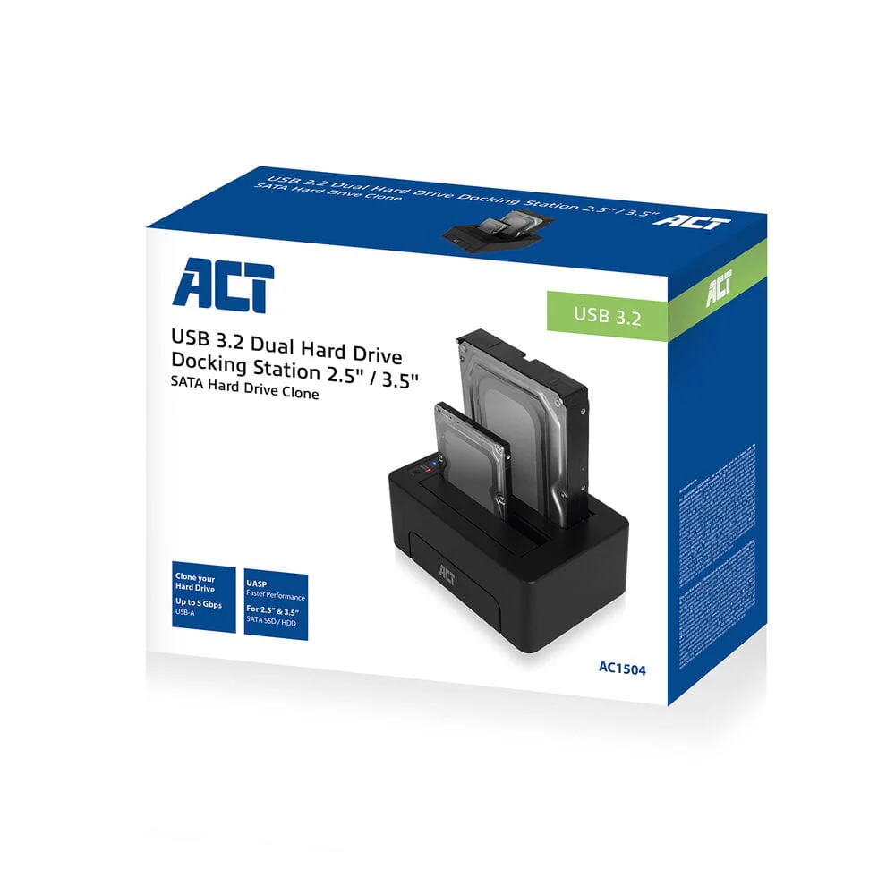 ACT 2,5 en 3,5 inch SATA Dual harde schijf dock USB 3.2 Gen1 - Image 7