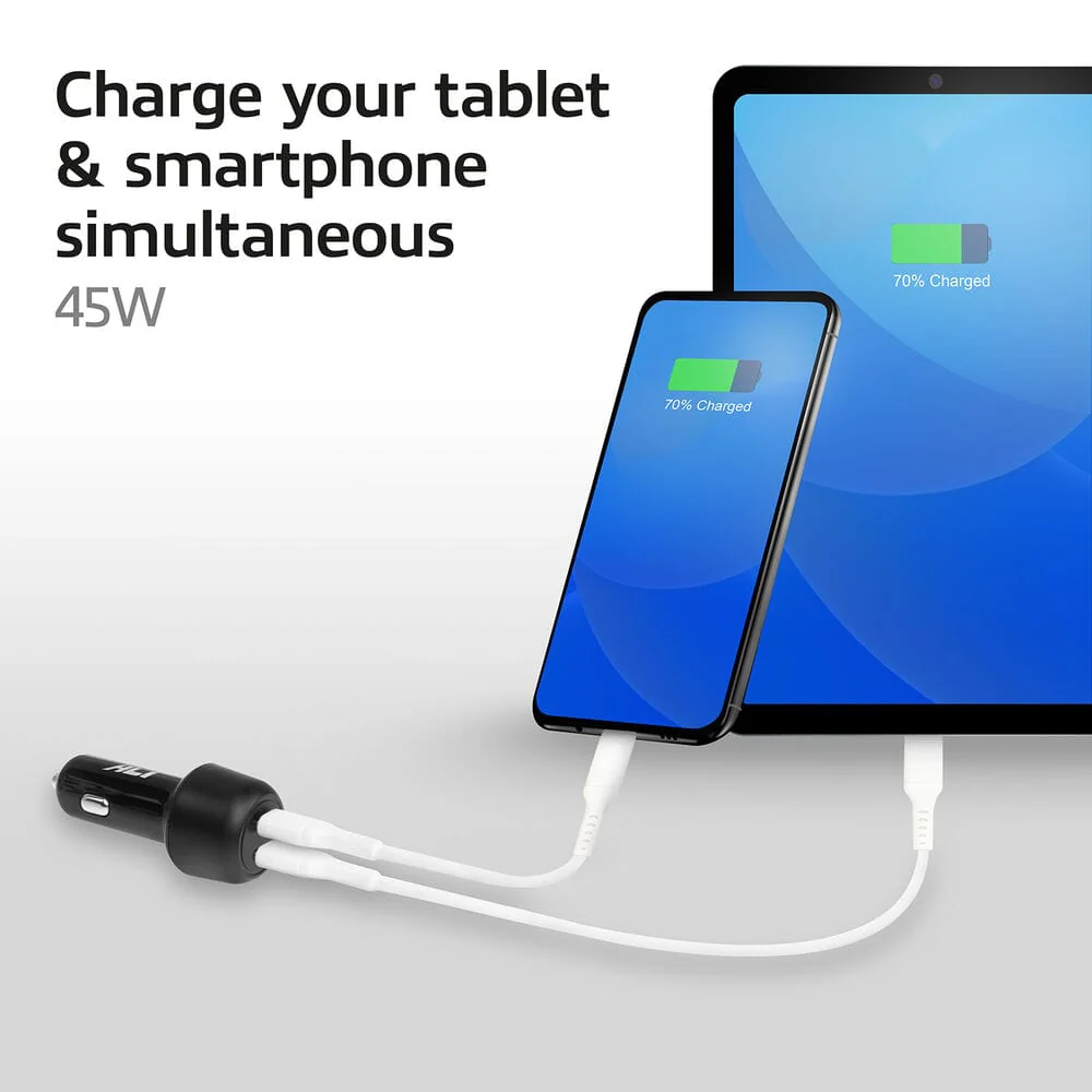 ACT 2-poorts USB-C Fast Charge Autolader 45W - Image 3