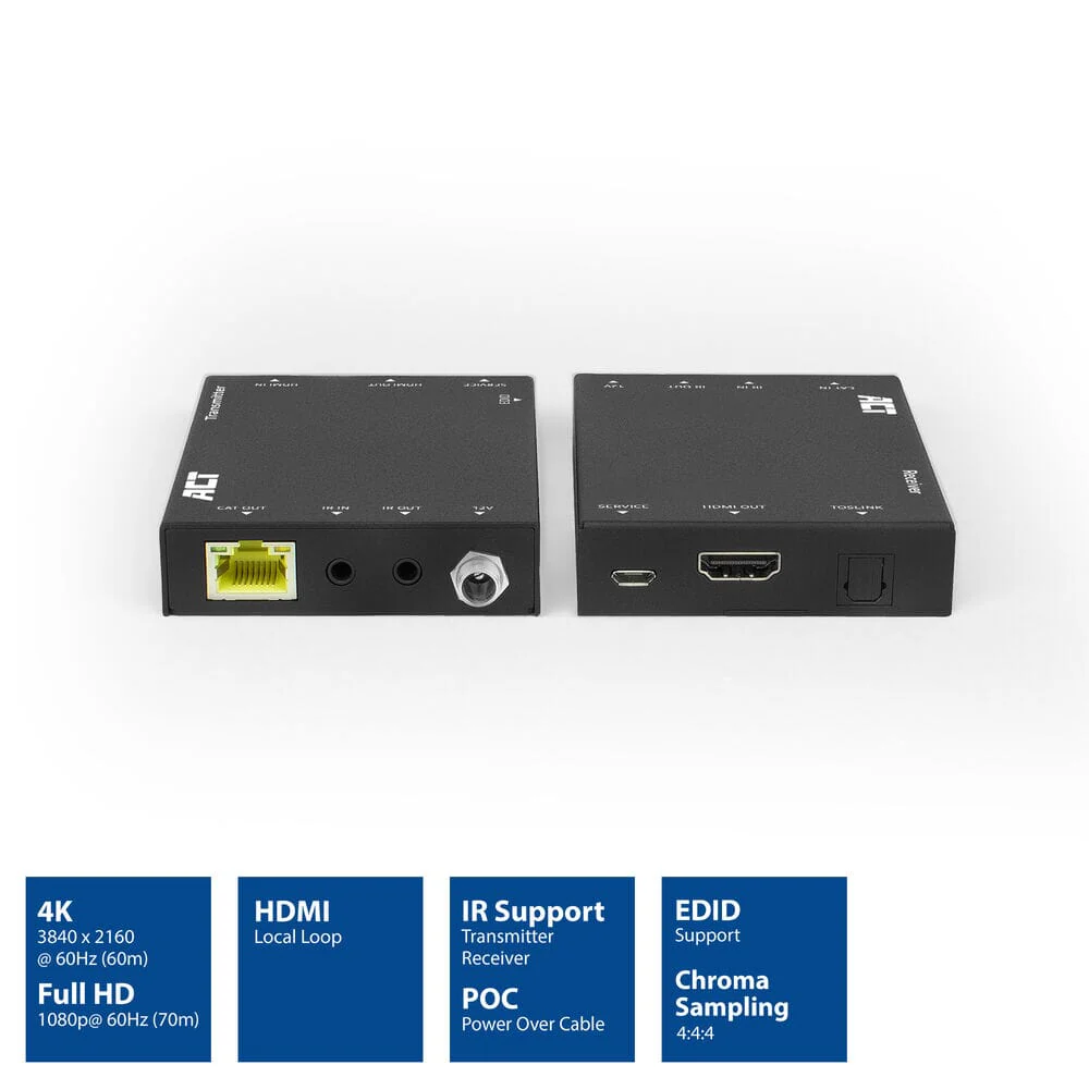 ACT 4K HDMI 2.0 extender set over CAT6 UTP met IR 60 m - Image 3