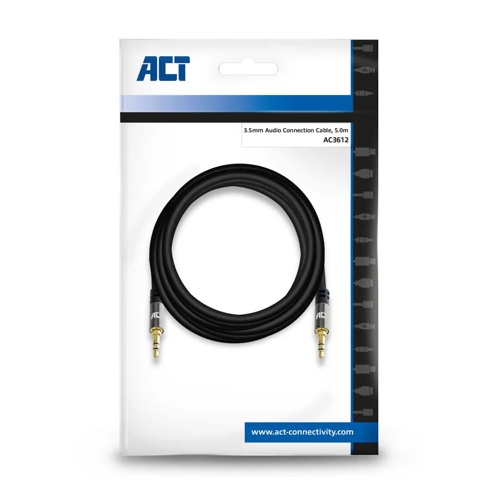 ACT 5 meter HQ stereo audio 3,5 mm jack male - male, Zip Bag - Image 2