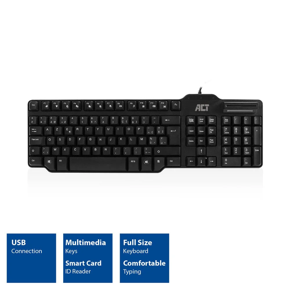ACT Bekabeld toetsenbord Smartcard lezer (Azerty/BE layout) - Image 3