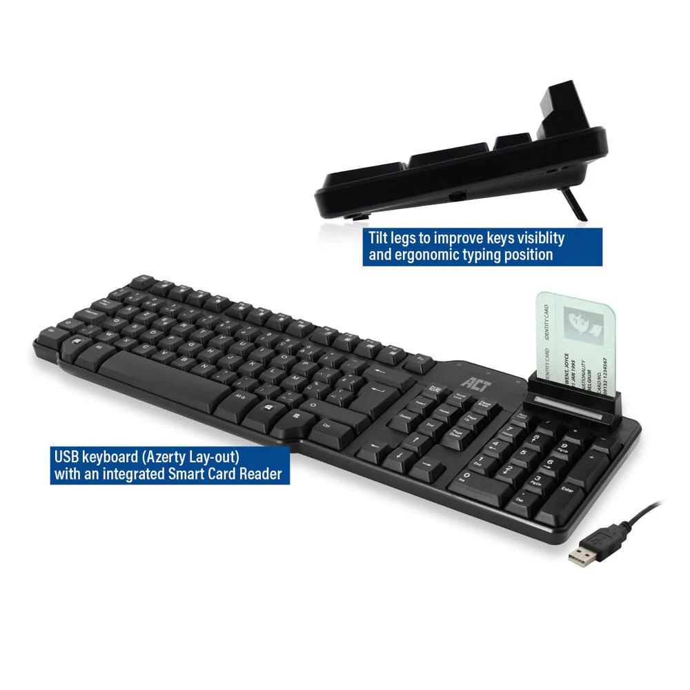 ACT Bekabeld toetsenbord Smartcard lezer (Azerty/BE layout) - Image 4