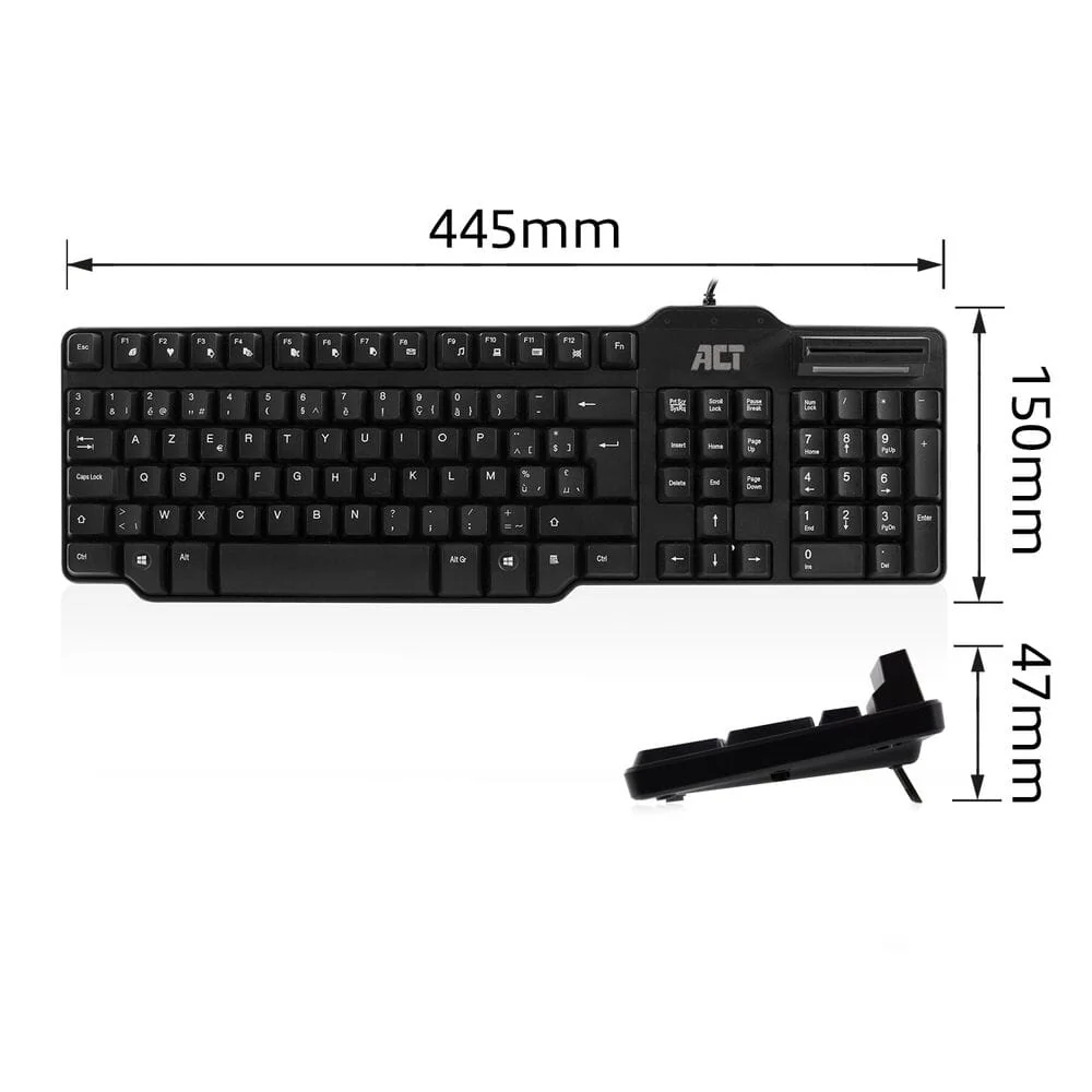 ACT Bekabeld toetsenbord Smartcard lezer (Azerty/BE layout) - Image 5