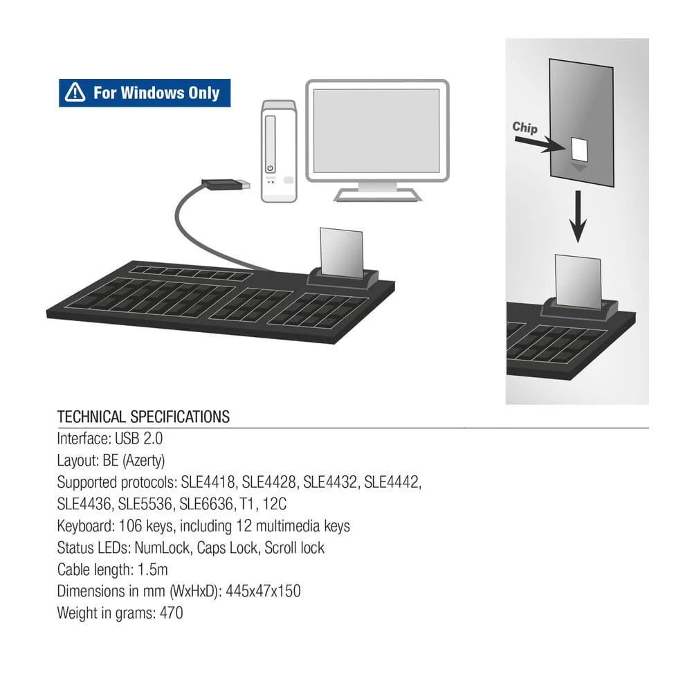 ACT Bekabeld toetsenbord Smartcard lezer (Azerty/BE layout) - Image 6