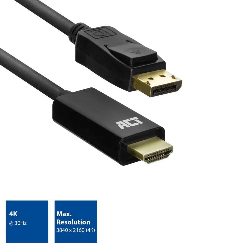 ACT DisplayPort male naar HDMI male adapterkabel, 1,8 m - Image 2