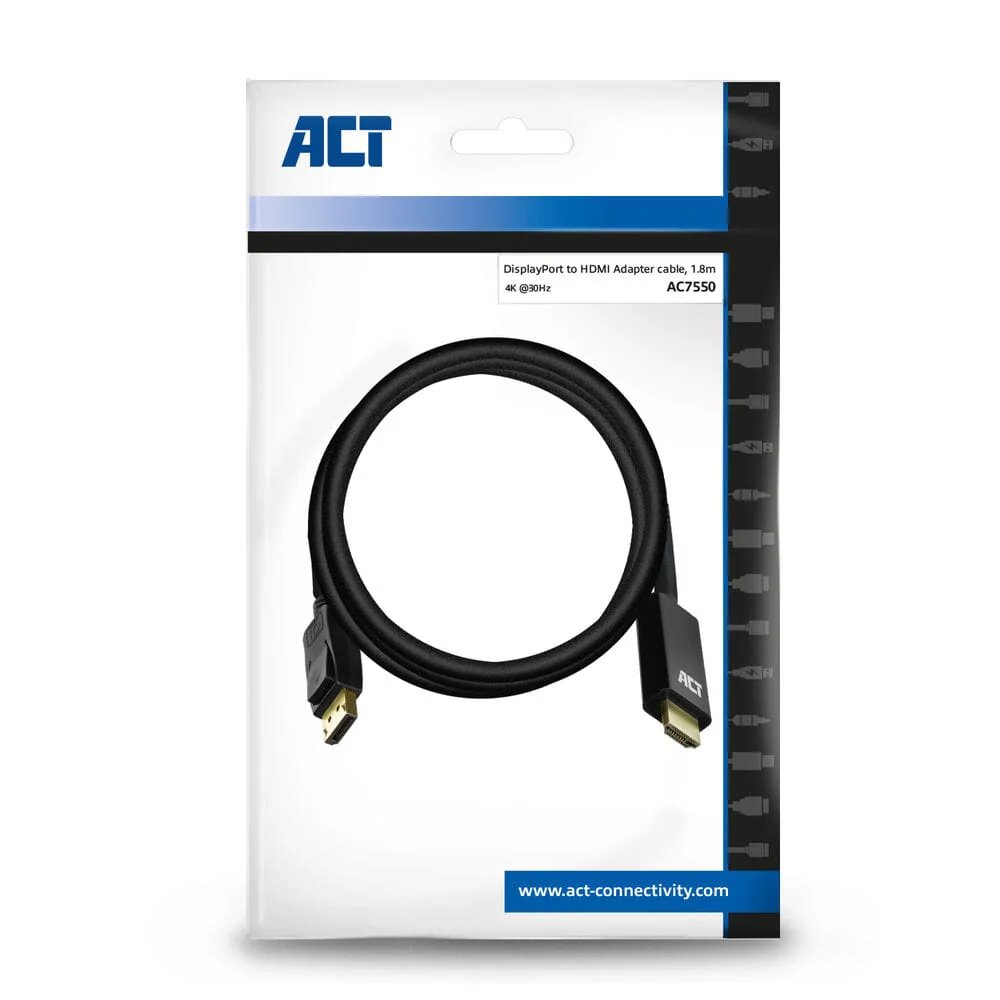 ACT DisplayPort male naar HDMI male adapterkabel, 1,8 m - Image 4