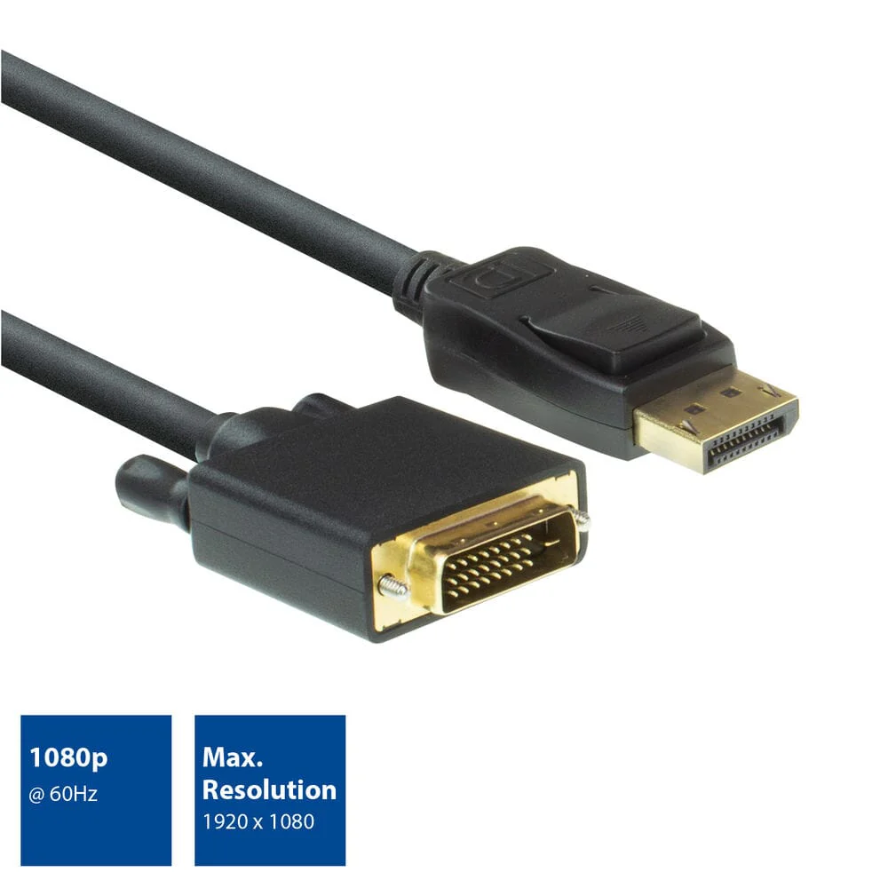 ACT DisplayPort naar DVI male aansluitkabel, Zip Bag - Image 2