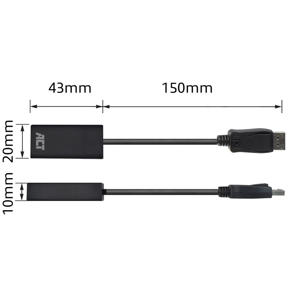 ACT DisplayPort naar HDMI female adapter, 4K, Zip Bag - Image 3