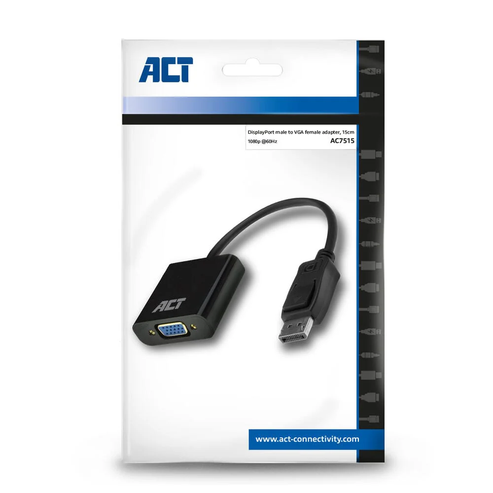 ACT DisplayPort naar VGA female adapter, Zip Bag - Image 4