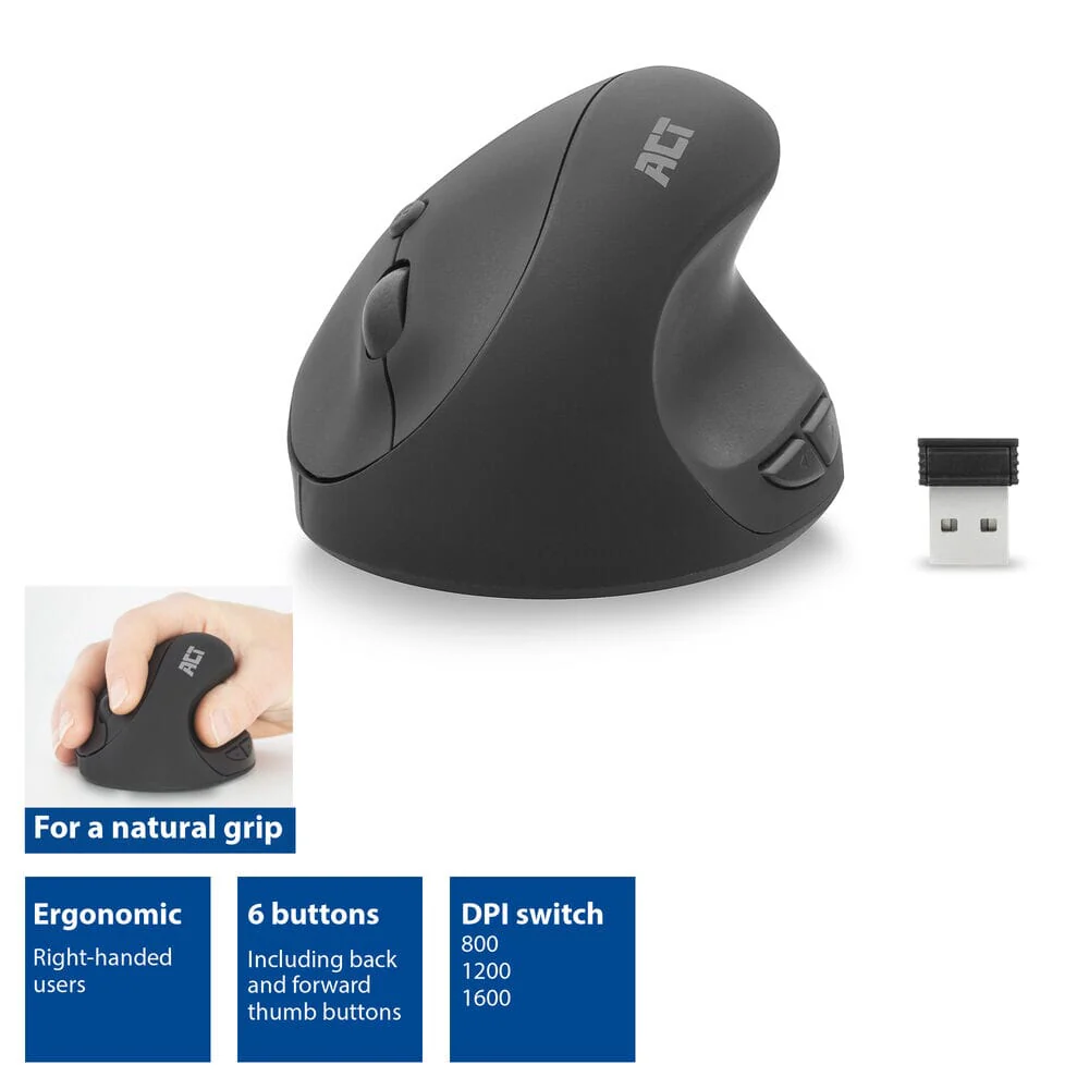 ACT Draadloze Ergonomische Muis 1600 DPI - Image 2