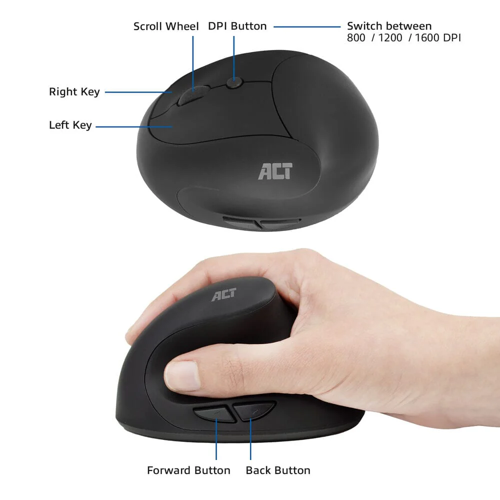 ACT Draadloze Ergonomische Muis 1600 DPI - Image 6