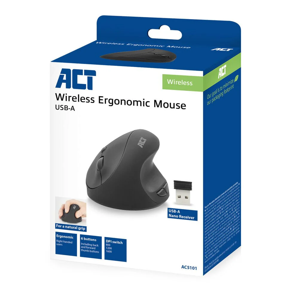 ACT Draadloze Ergonomische Muis 1600 DPI - Image 8