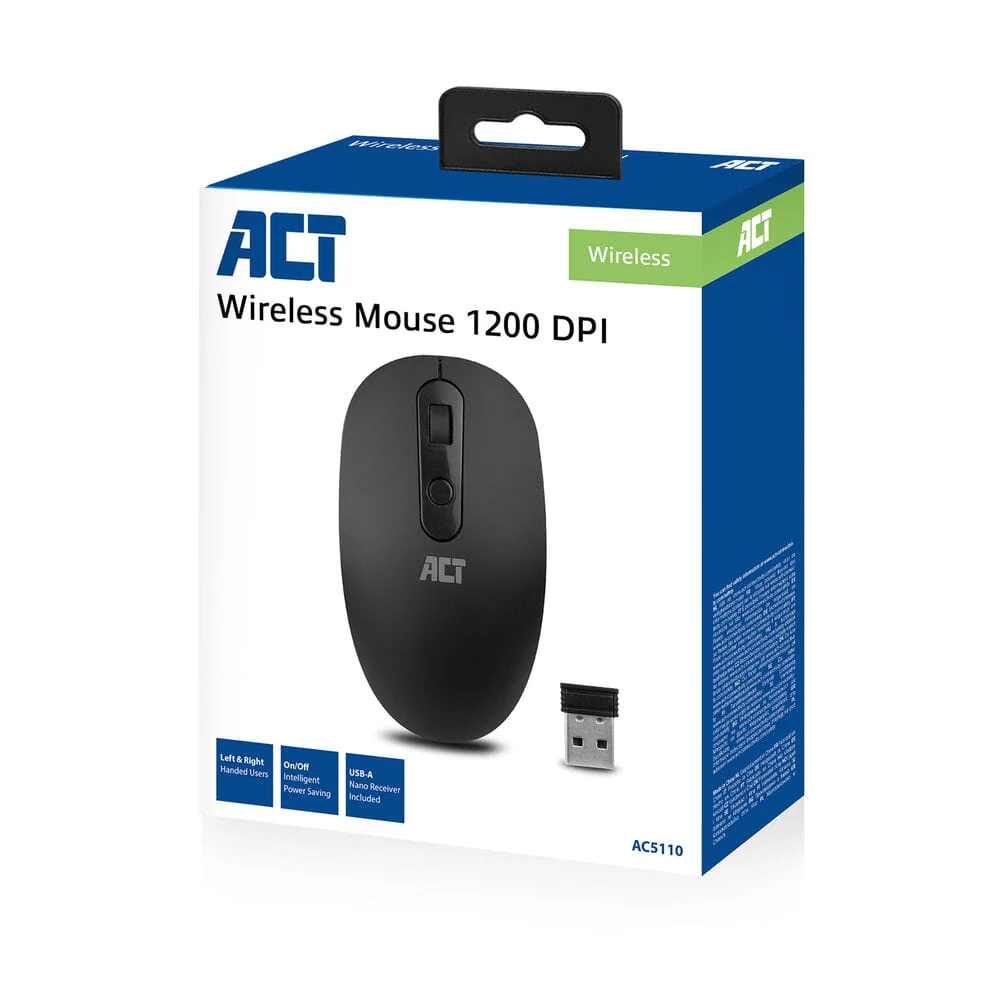 ACT Draadloze muis, USB nano ontvanger, 1200 dpi, zwart - Image 8
