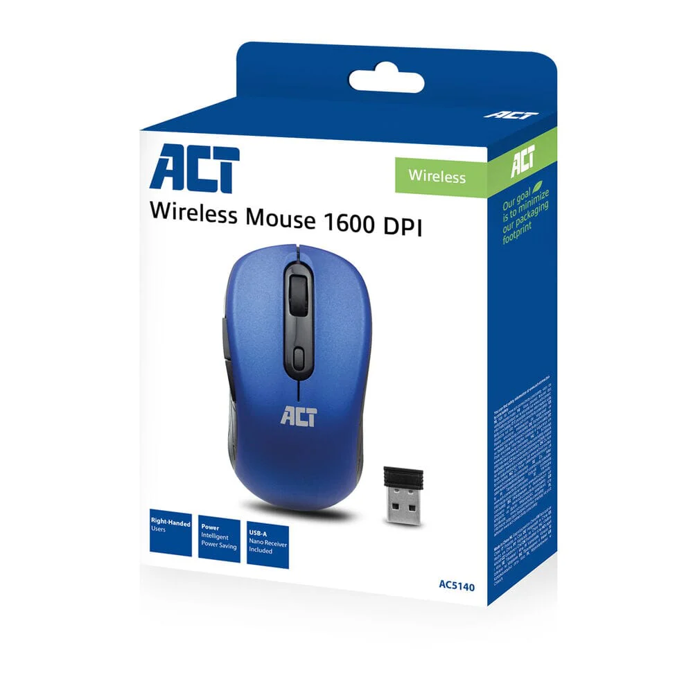 ACT Draadloze muis, USB nano-ontvanger, 1600 dpi, blauw - Image 2