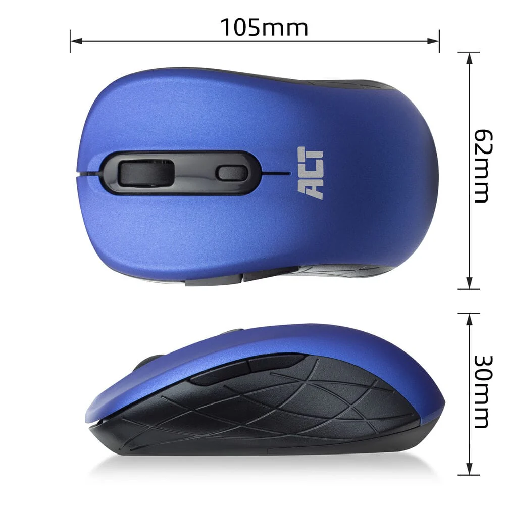 ACT Draadloze muis, USB nano-ontvanger, 1600 dpi, blauw - Image 3