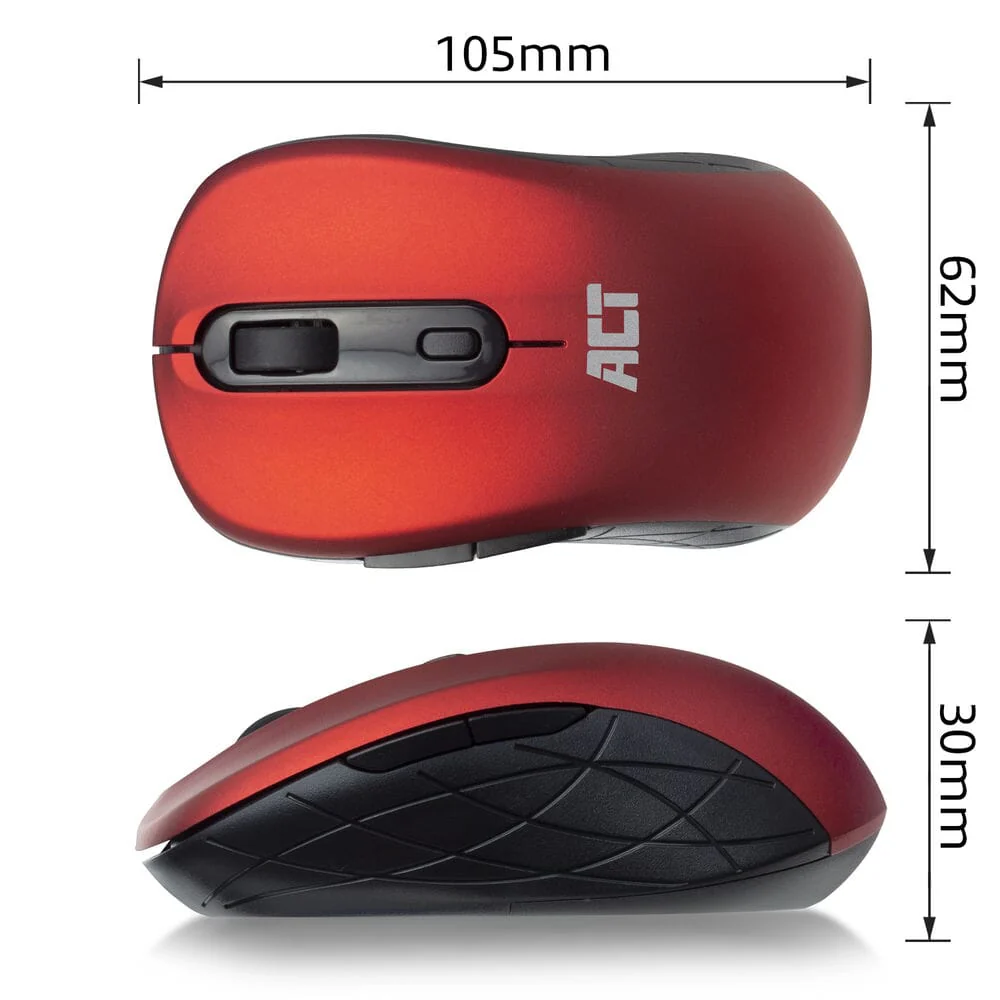 ACT Draadloze muis, USB nano-ontvanger, 1600 dpi, rood - Image 6