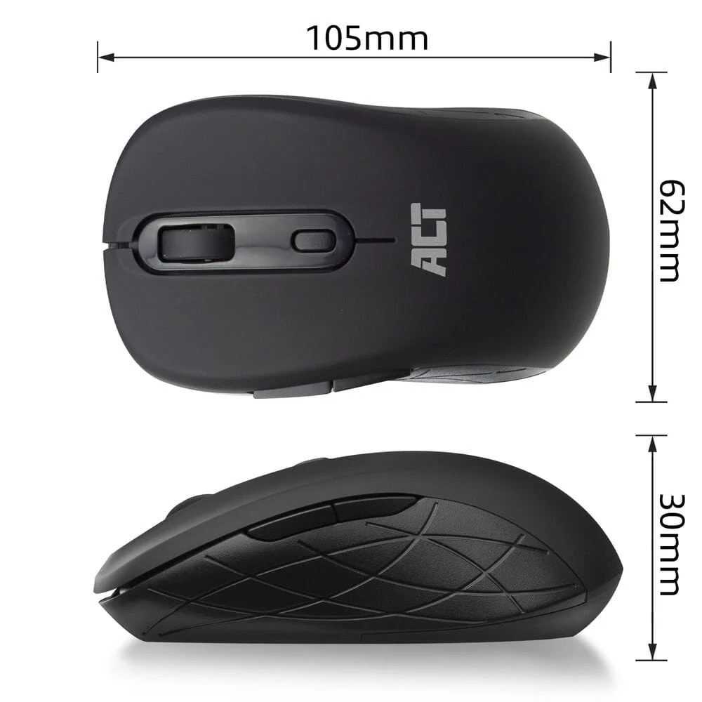 ACT Draadloze muis, USB nano-ontvanger, 1600 dpi, zwart - Image 2