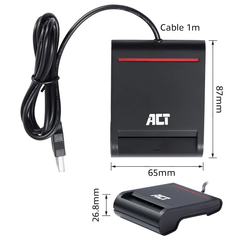 ACT Externe USB 2.0 Smartcard eID Kaartlezer, zwart - Image 6