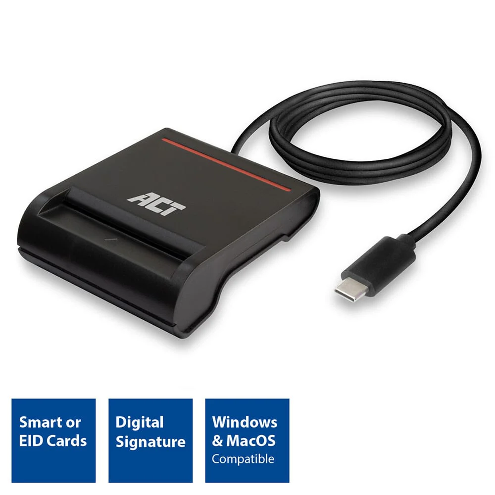 ACT Externe USB-C Smartcard eID Kaartlezer, zwart - Image 10