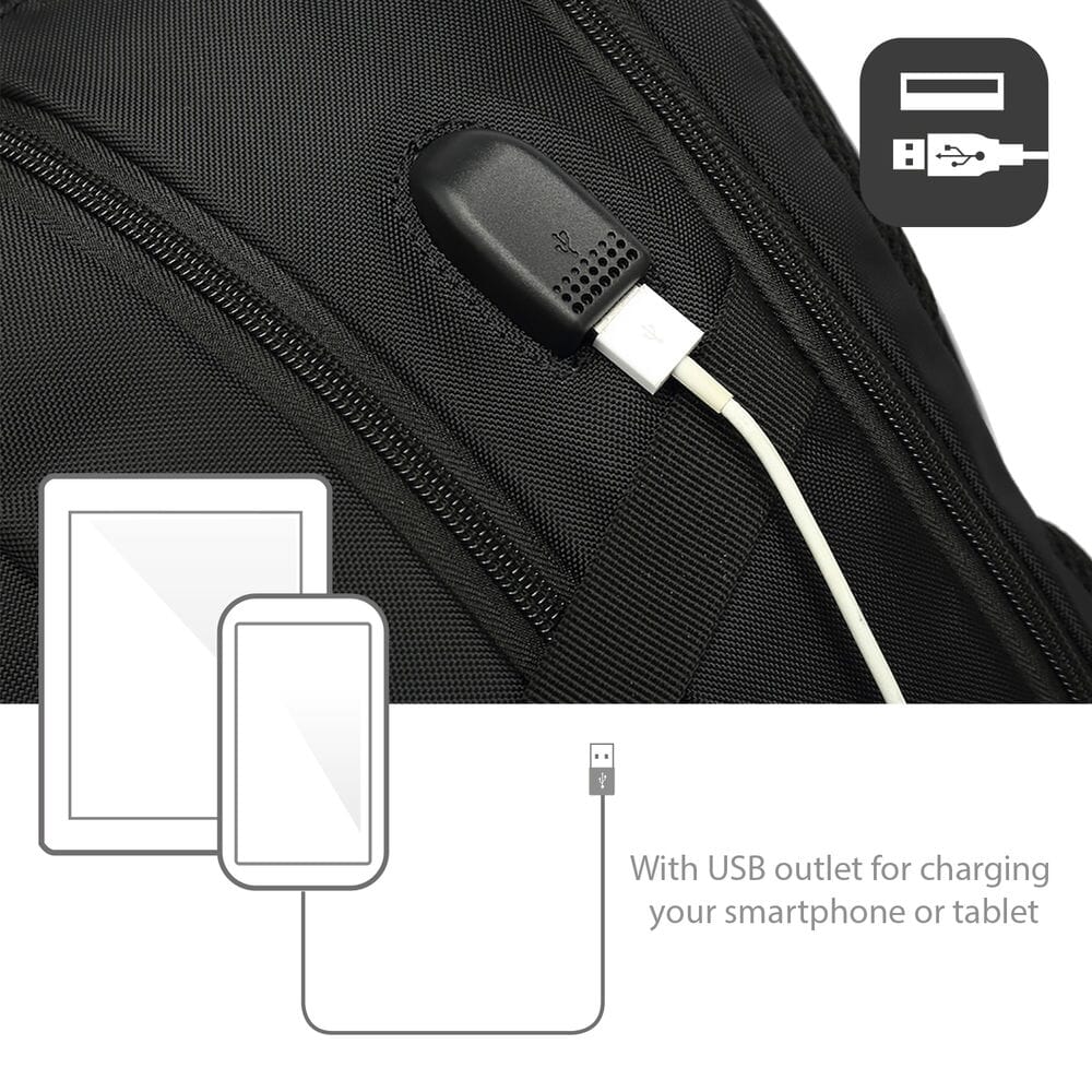 ACT Global rugzak 15,6 inch, zwart, met USB-laadpoort - Image 4