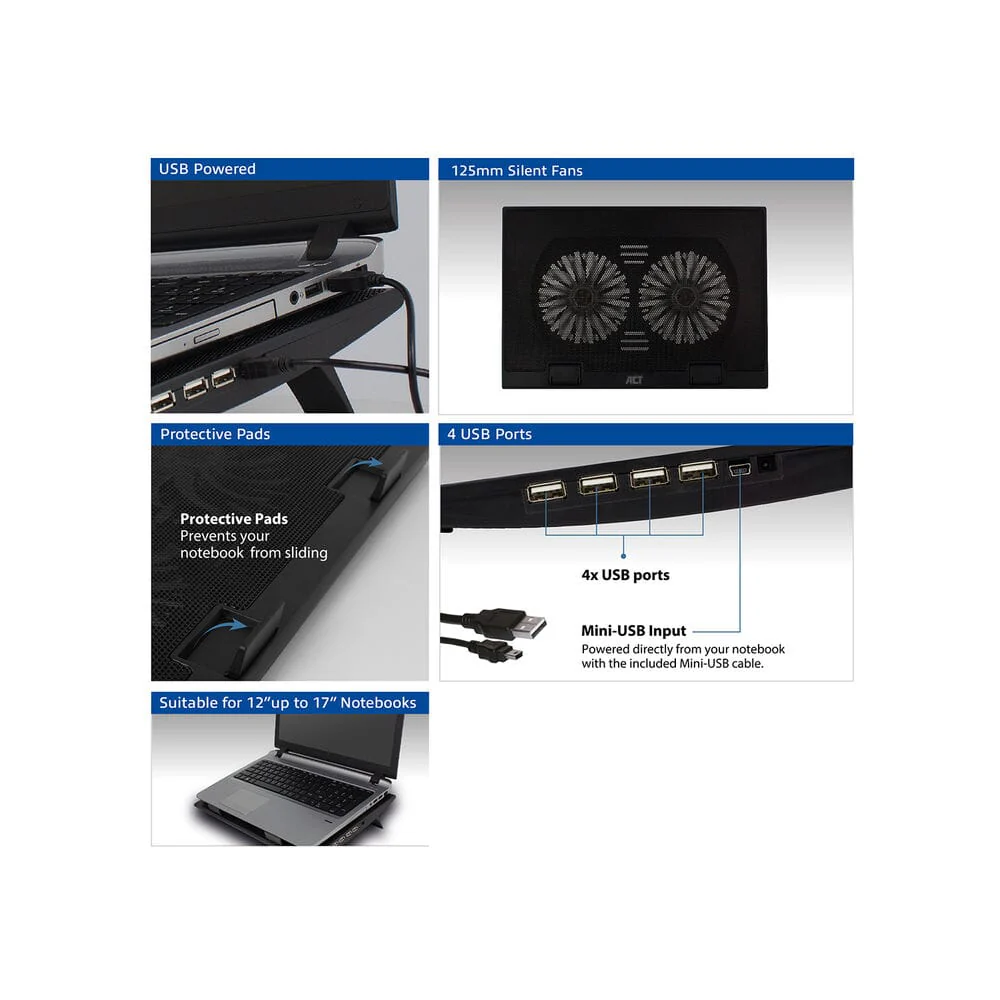 ACT Laptopstandaard verstelbaar in 2 standen, 4-poorts hub - Image 5