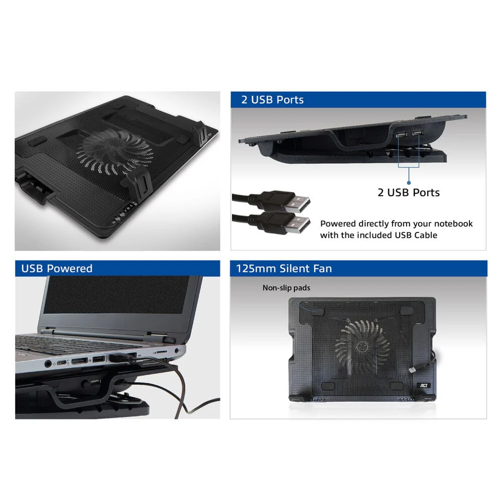 ACT Laptopstandaard verstelbaar in 5 standen, 2-poorts hub - Image 5