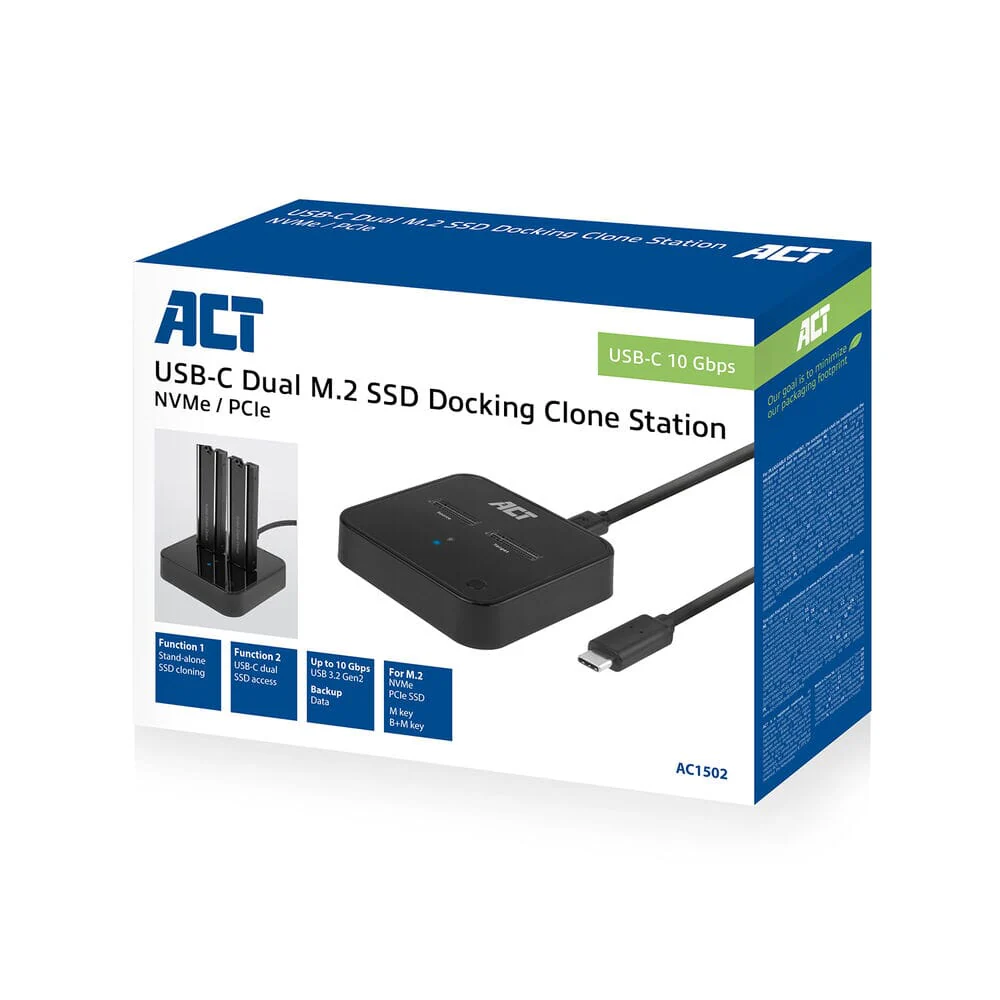 ACT M.2 NVMe/PCIe dual SSD docking clone USB-C 3.2 Gen2 - Image 10