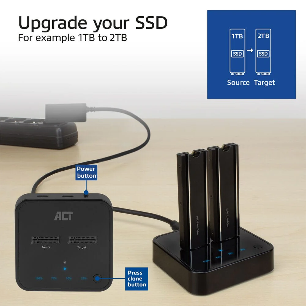 ACT M.2 NVMe/PCIe dual SSD docking clone USB-C 3.2 Gen2 - Image 6