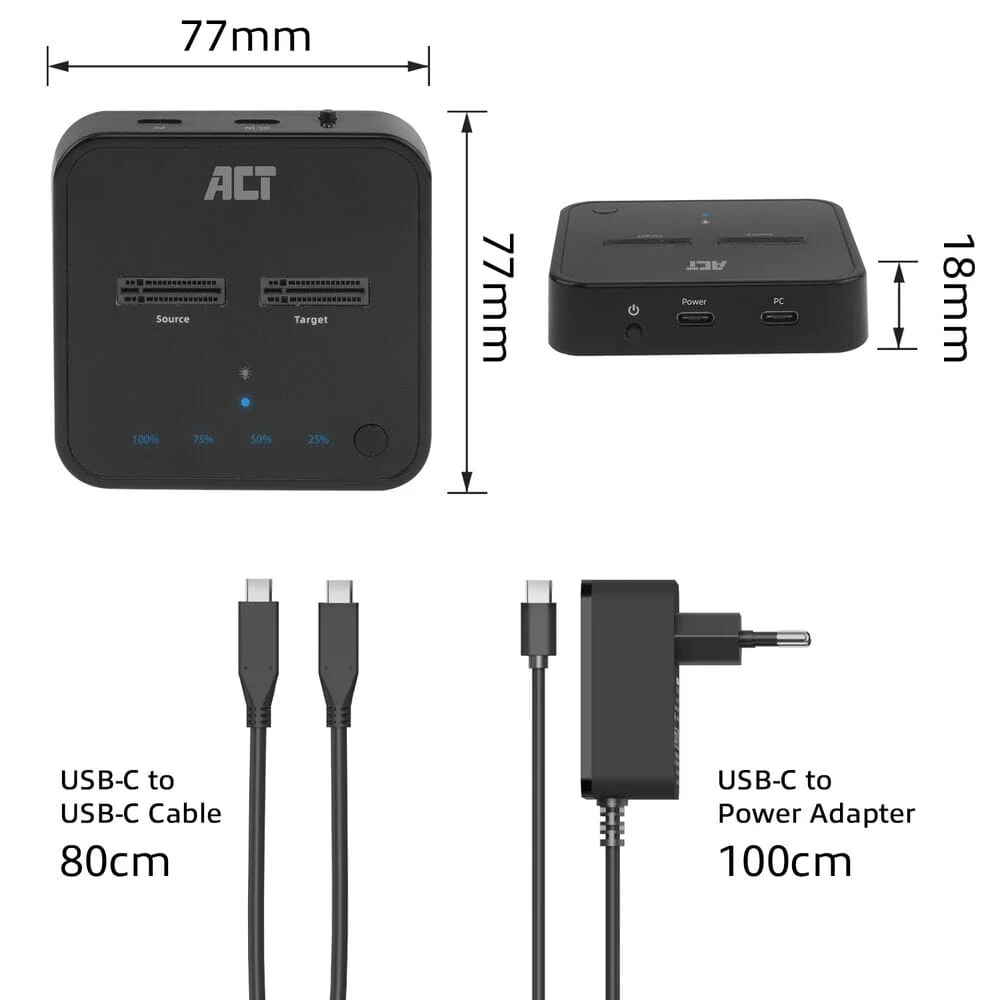 ACT M.2 NVMe/PCIe dual SSD docking clone USB-C 3.2 Gen2 - Image 9
