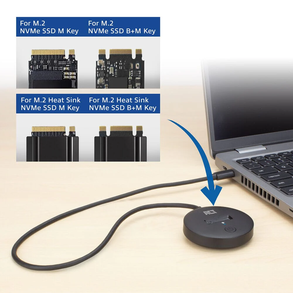 ACT M.2 NVMe/PCIe SSD dockingstation, USB-C 3.2 Gen2 - Image 4