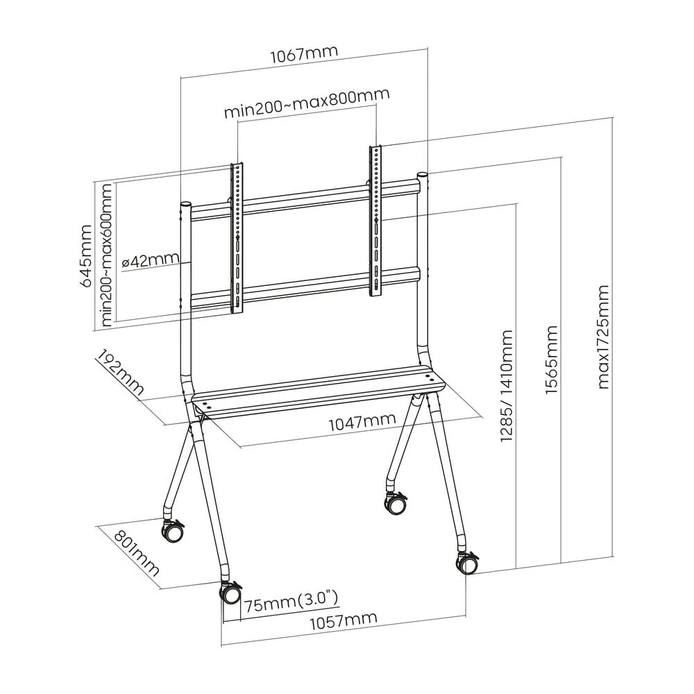 ACT Mobile tv/monitor floor stand, 50 up to 86 inch, VESA - Image 11