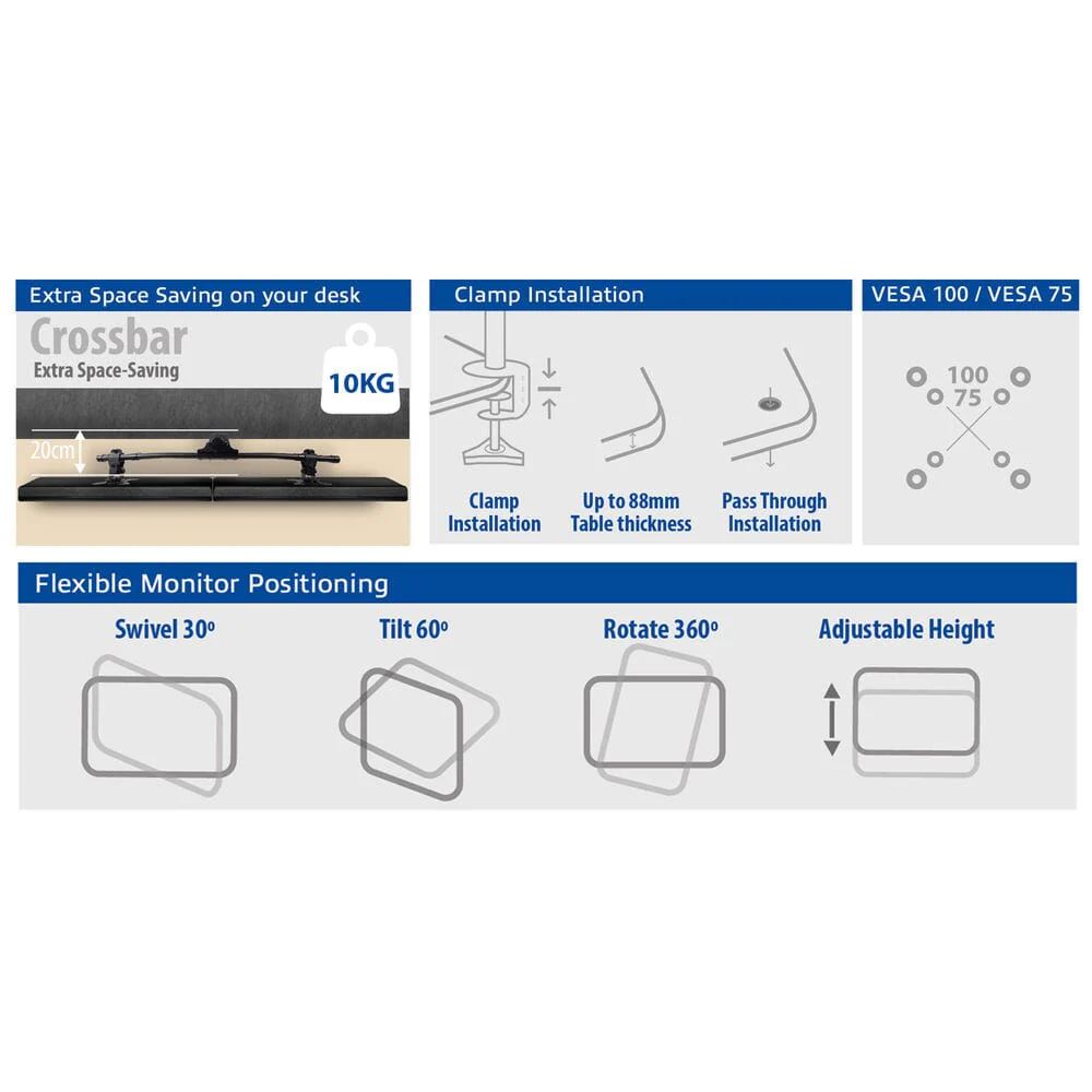 ACT Monitorarm, crossbar, 2 schermen - Image 8