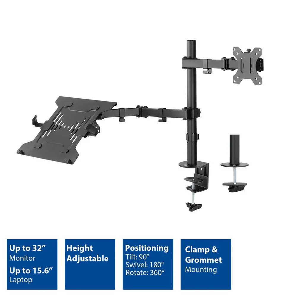 ACT Monitorarm met laptophouder, 1 scherm - Image 3