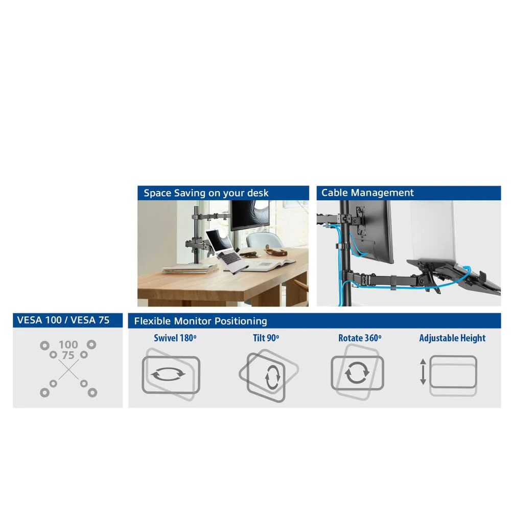 ACT Monitorarm met laptophouder, 1 scherm - Image 6