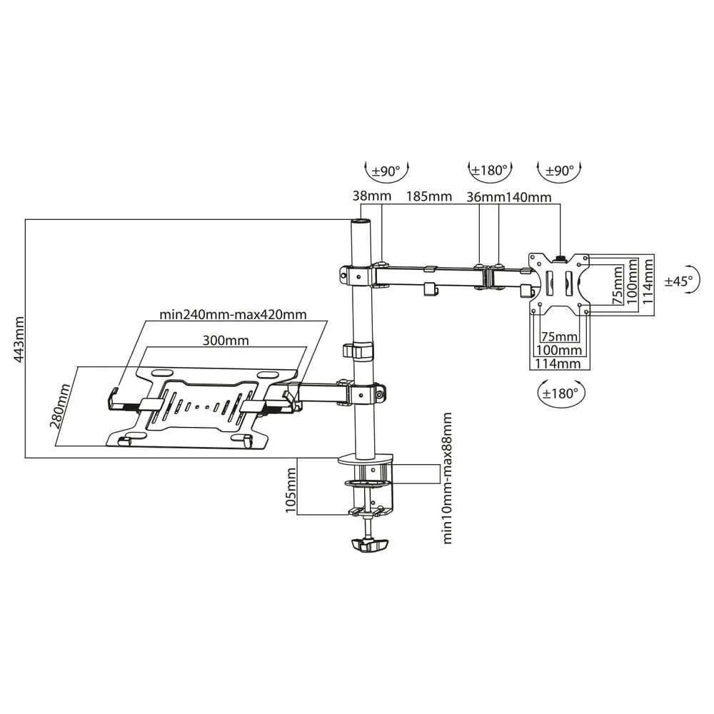 ACT Monitorarm met laptophouder, 1 scherm - Image 7