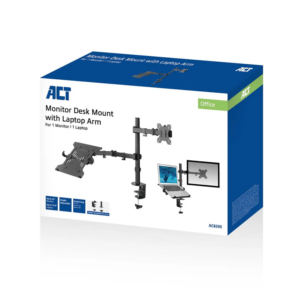 ACT Monitorarm met laptophouder, 1 scherm - Image 9