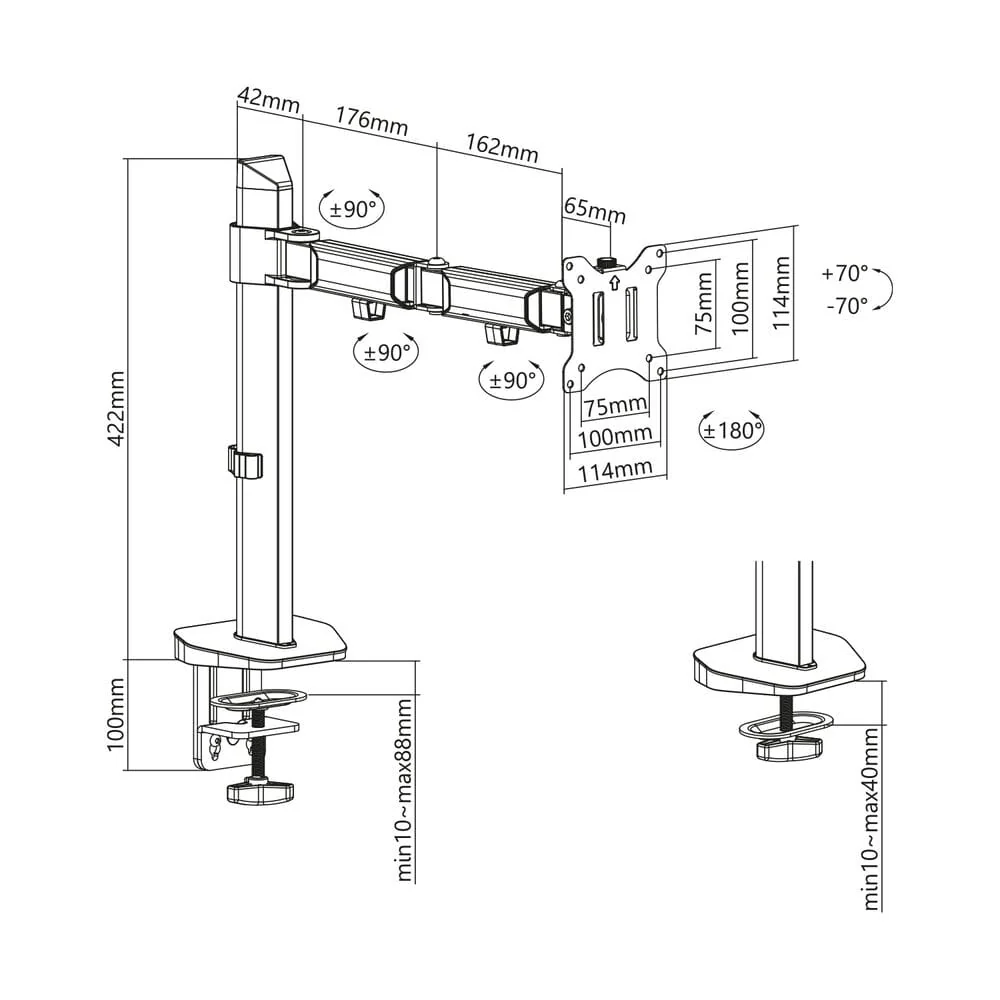 ACT Monitorarm office, 1 scherm, zilver - Image 6