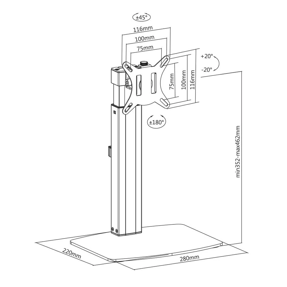 ACT Monitorarm office, op voet met gasveer, 1 scherm - Image 6