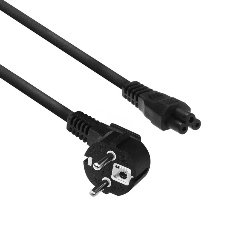 ACT Netsnoer CEE7/7 male (haaks) - C5 zwart 2 m, Zip Bag