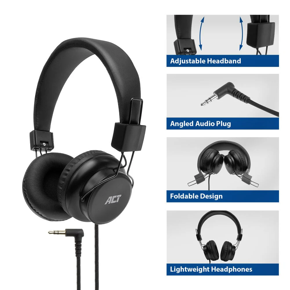 ACT Opvouwbare Stereo hoofdtelefoon met 3,5mm audio jack - Image 3