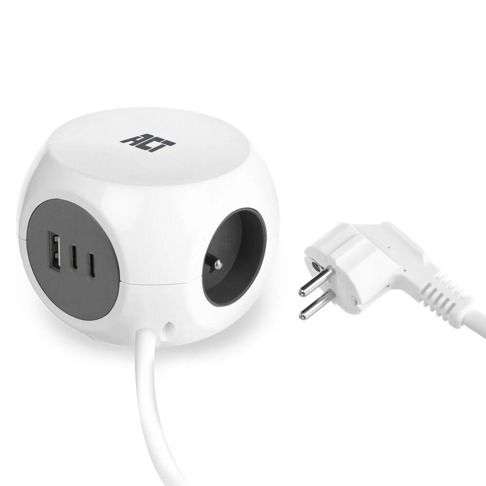 ACT Power strip cube with 3 sockets (type E), 30W PD
