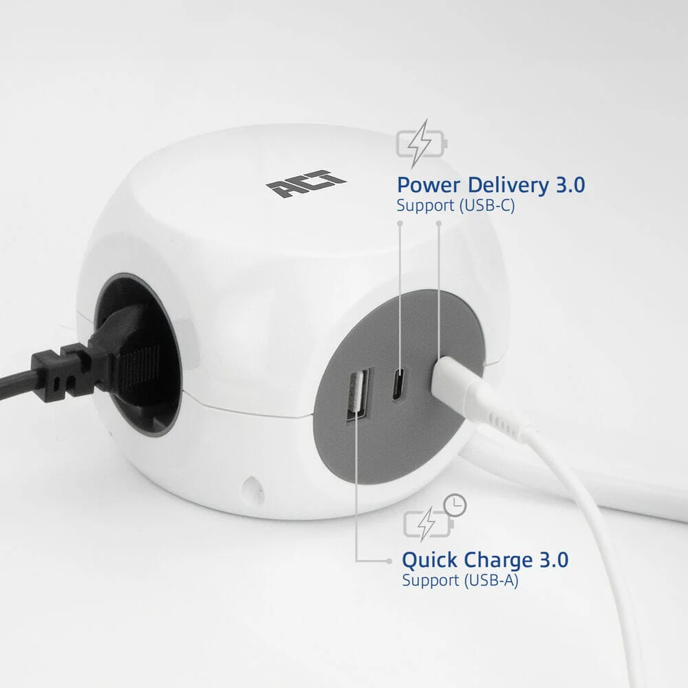 ACT Power strip cube with 3 sockets (type E), 30W PD - Image 4