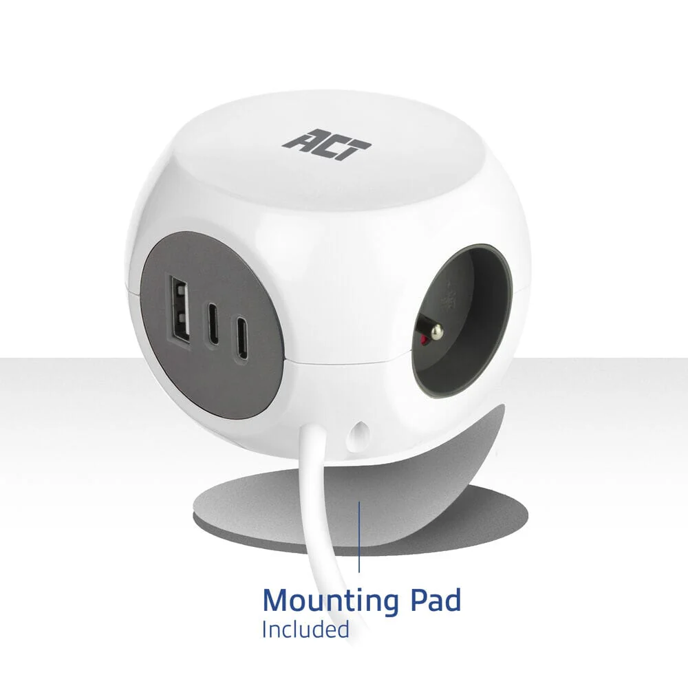 ACT Power strip cube with 3 sockets (type E), 30W PD - Image 5