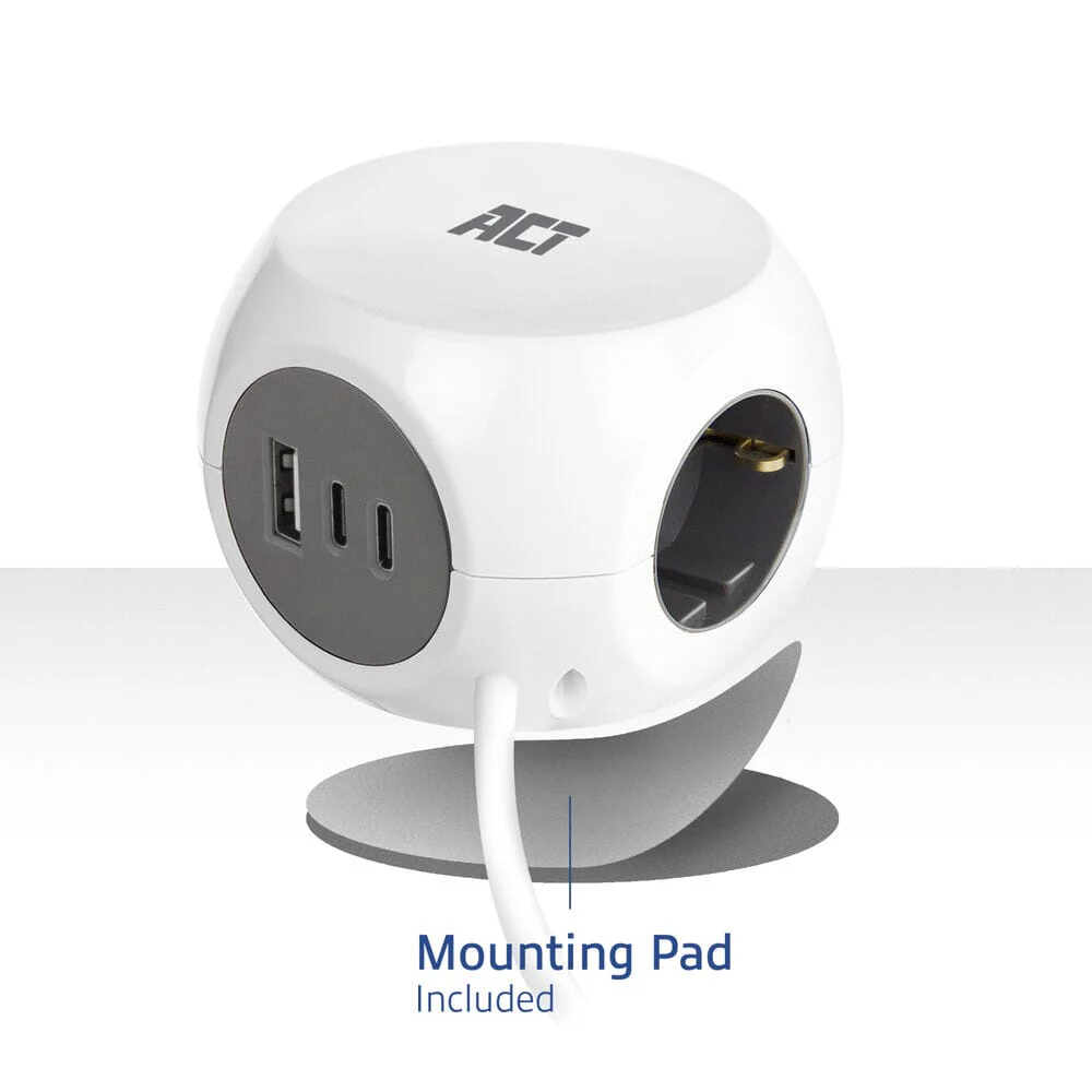 ACT Power strip cube with 3 sockets (type F), 30W PD - Image 5