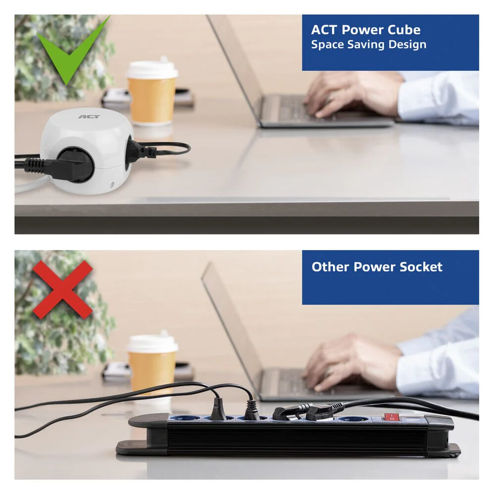 ACT Power strip cube with 3 sockets (type F), 30W PD - Image 6